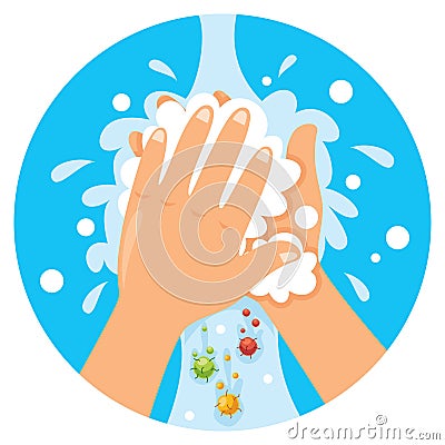 Washing Hands For Daily Personal Care Vector Illustration