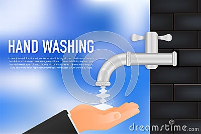 Washing hands. Safety during. Disinfection, skin care. Vector illustration. Vector Illustration