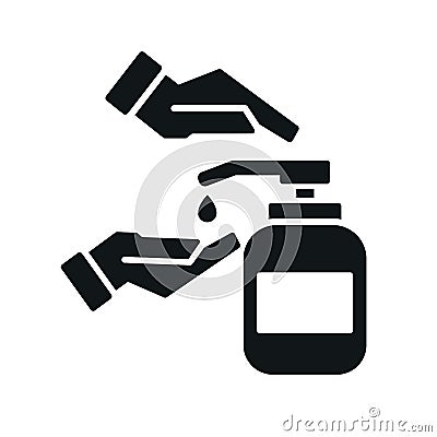 Washing hands with sanitizer liquid soap vector icon Vector Illustration