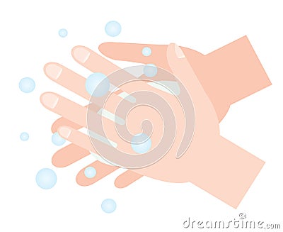 Washing hands with soap. hand hygiene Vector Illustration