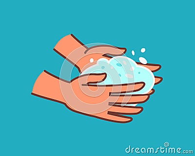 Washing hands with soap. Personal care, hygiene vector illustration Vector Illustration