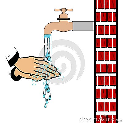 Washing hands under the water tap . Stock Photo
