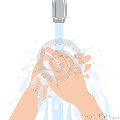 Washing Hands Vector Flat Illustration Vector Illustration