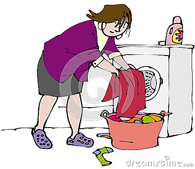 Washing laundry Vector Illustration