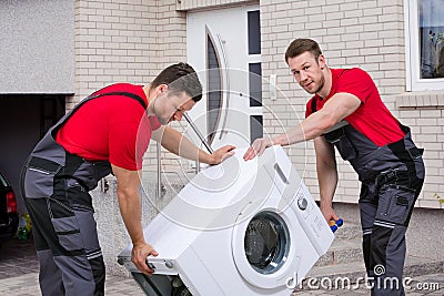 Washing Machine Appliance Delivery Home Services Stock Photo