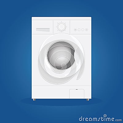 Washing machine on a blue background. Equipment for washing. Vector Illustration