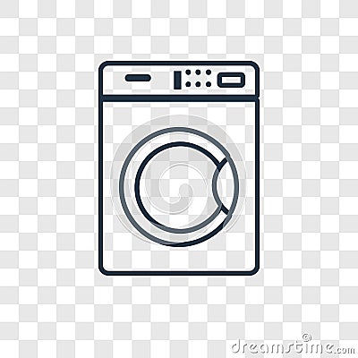 Washing machine concept vector linear icon isolated on transparent background, Washing machine concept transparency logo in Vector Illustration