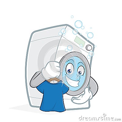 Washing machine holding clean t shirt Vector Illustration