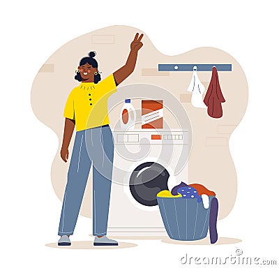 Washing machine at home Vector Illustration