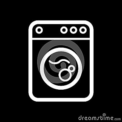 Washing machine icon. Home appliances symbol. Flat sign on black background. Vector Vector Illustration