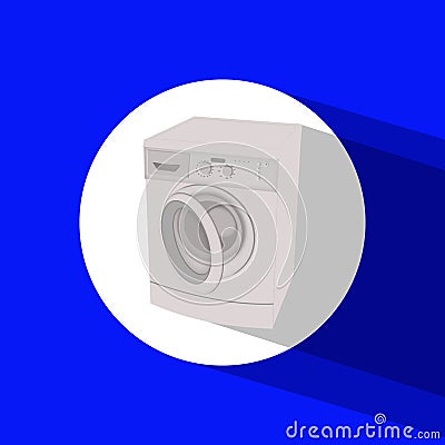 Washing machine isolated flat icon on background Stock Photo