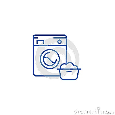 Washing machine,laundry service line icon concept. Washing machine,laundry service flat vector symbol, sign, outline Vector Illustration