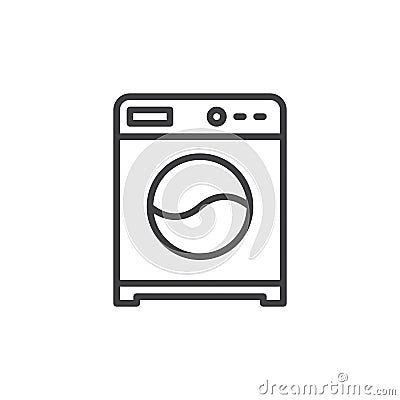 Washing machine line icon, outline vector sign, linear style pictogram isolated on white. Vector Illustration