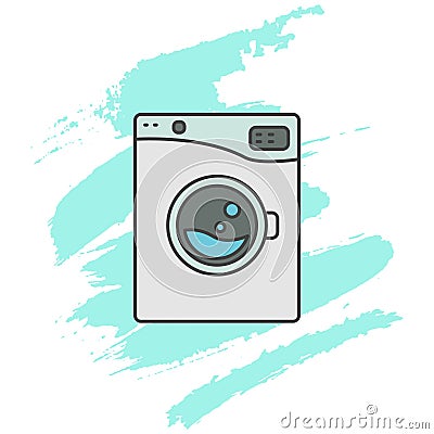 Washing machine line icon sign. Vector Illustration