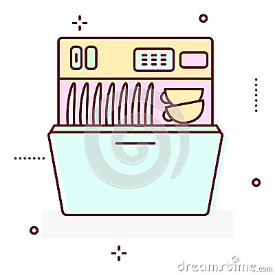 Washing machine line style vector icon. Vector Illustration