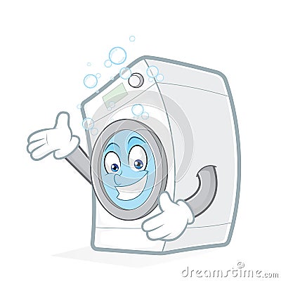 Washing machine presenting Vector Illustration