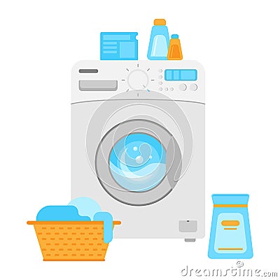 Washing machine. Vector drawing. Icon. Laundry Vector Illustration