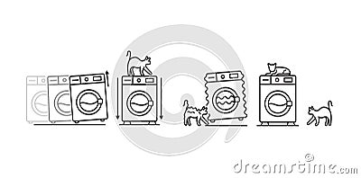 Washing machine vibration icon vector illustration. washing machine line icons Cartoon Illustration