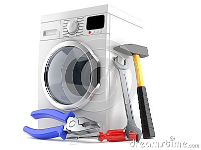 Washing machine with work tools Stock Photo