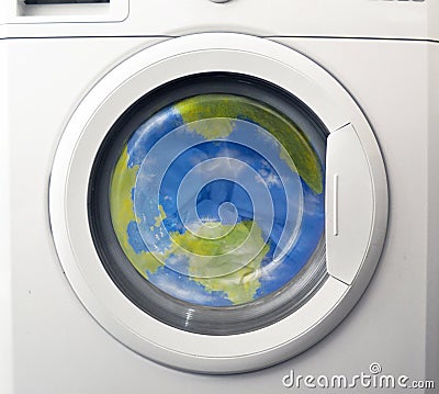 Washing the planet earth pollution Stock Photo