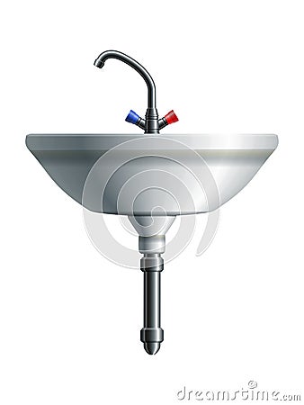 Washing sink front view Vector Illustration