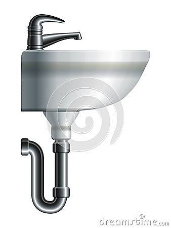 Washing sink side view Vector Illustration