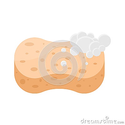 Washing sponge with foamy bubble for daily cleaning body care isometric vector illustration Vector Illustration