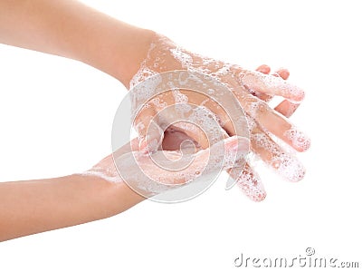 Washing teenager hands Stock Photo