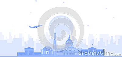 Washington city skyline vector background. Flat trendy illustration Vector Illustration