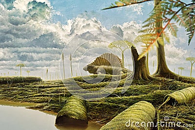 Life in the Carboniferous swamps 300 million years ago Editorial Stock Photo