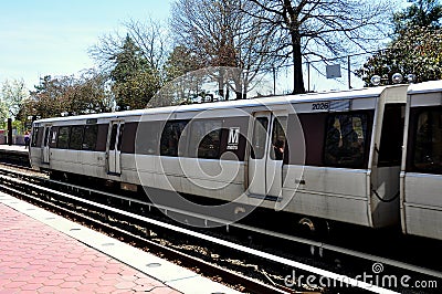 Washington, DC: Blue Line Metro Subway Train Editorial Stock Photo