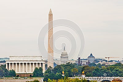 Washington DC city view of most famous landmarks Stock Photo