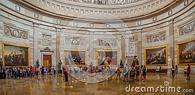 Washington DC, District of Columbia [United States Capitol interior, federal district, tourist visitor center, rotunda with fresco Editorial Stock Photo