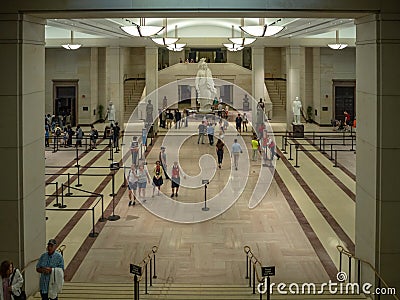 Washington DC, District of Columbia [United States Capitol interior, federal district, tourist visitor center, rotunda with fresco Editorial Stock Photo