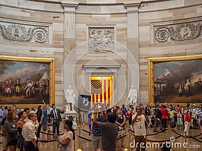 Washington DC, District of Columbia [United States Capitol interior, federal district, tourist visitor center, rotunda with fresco Editorial Stock Photo