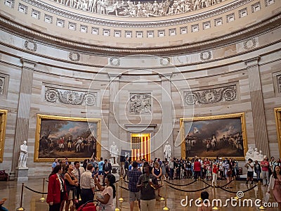 Washington DC, District of Columbia [United States Capitol interior, federal district, tourist visitor center, rotunda with fresco Editorial Stock Photo