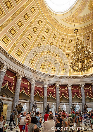 Washington DC, District of Columbia [United States Capitol interior, federal district, tourist visitor center, rotunda with fresco Editorial Stock Photo