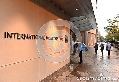 Washington, DC - June 04, 2018: People near the International Mo Editorial Stock Photo