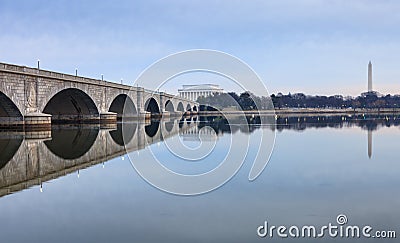 Washington DC Landmarks Memorial Bridge Stock Photo