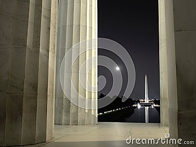 Washington DC landmarks at moon light Stock Photo