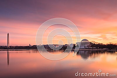 Washington DC Landmarks at Sunrise Stock Photo