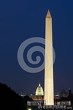 Washington DC - Monument and Capitol building Editorial Stock Photo