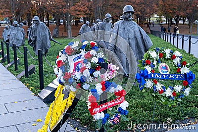 Veterans Day wreaths placed at the Korean War Memorial Editorial Stock Photo