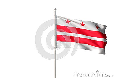 Washington DC state of United States isolated white background flag waving realistic 3d illustration Cartoon Illustration