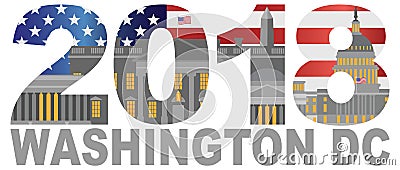 2018 Washington DC USA Flag Outline vector Illustration Vector Illustration