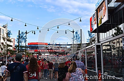 Fans Entering the Center Field Entrance before Game between the Washington Nationals and the Los Angeles Dodgers Editorial Stock Photo