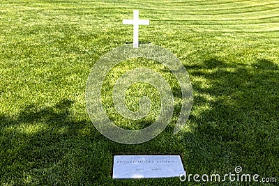 Washington DC, (USA) June 2, 2023: The grave of Edward or Ted one of the Kennedy brothers at Arlington. Editorial Stock Photo