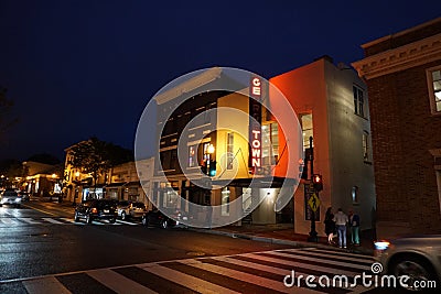 WASHINGTON DC, USA - MAY 16 2018 - Georgetown streets at night on rainy day Editorial Stock Photo