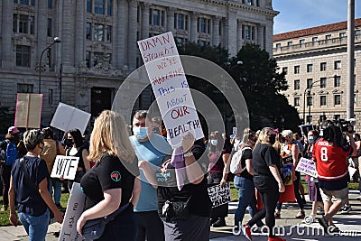 Activists Gather at Freedom Plaza to Support Abortion Rights before Taking Part in the Womenâ€™s March Editorial Stock Photo