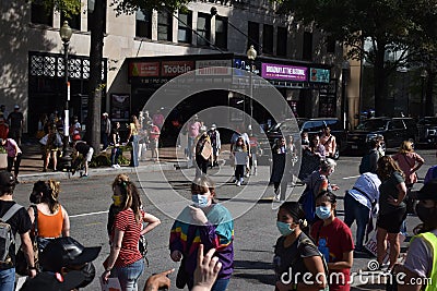 Activists Gather Across from Freedom Plaza before Taking Part in the Womenâ€™s March Editorial Stock Photo